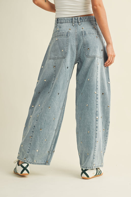 Studded Barrel Denim