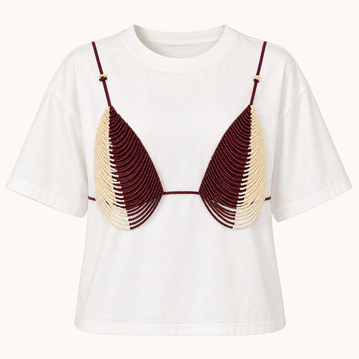 Bikini Beaded Burgundy T-shirt