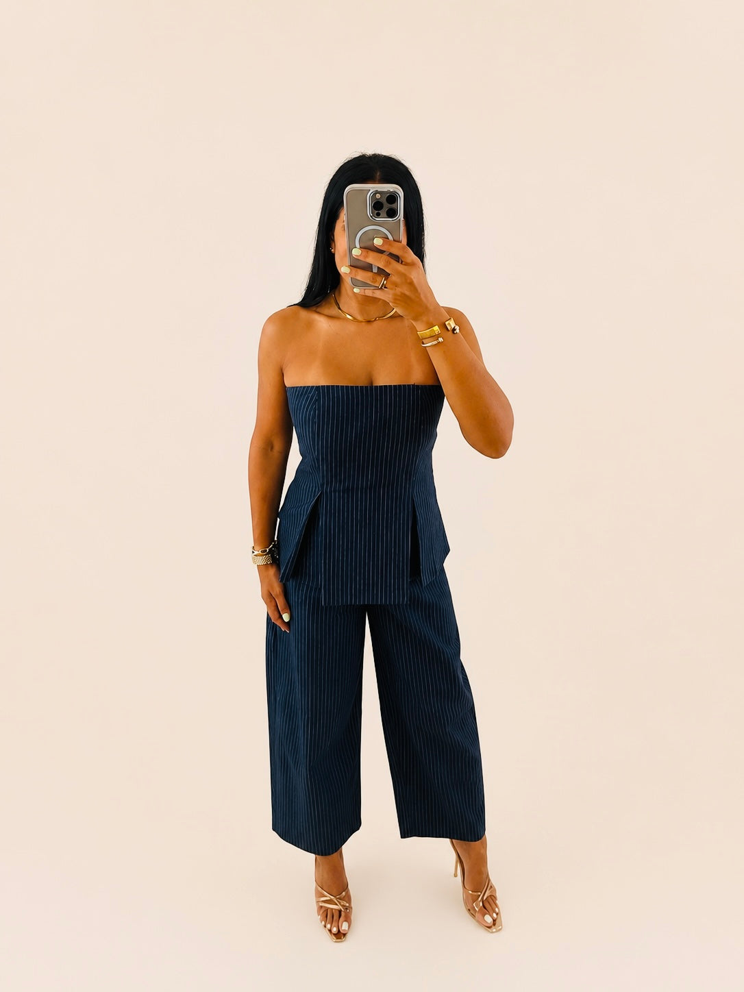 Ella Denim Peplum Set