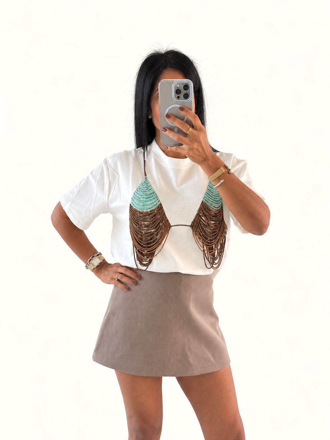 Bikini Beaded Turquoise T-shirt