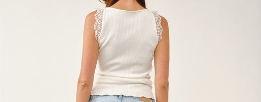 Mia Lace Tank White