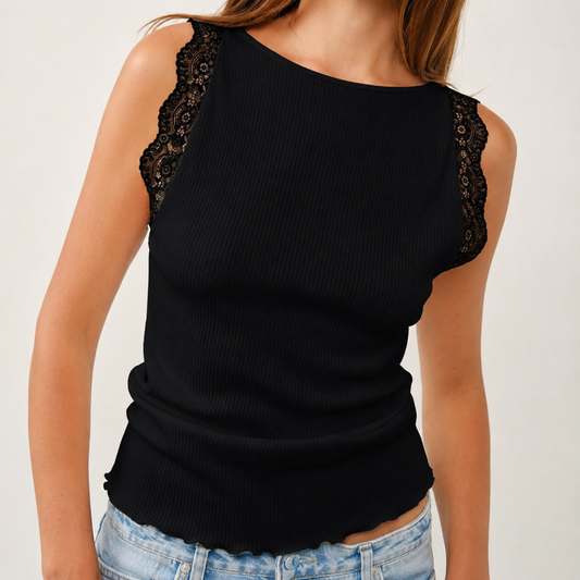 Mia Lace Tank Black