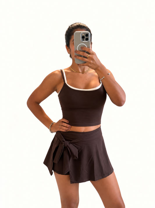 Zoe Wrap Skort Brown