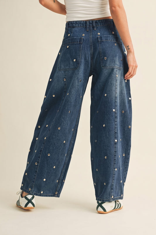 PRE-ORDER | Studded Barrel Dark Denim • Approx. Shipping Date: Nov. 30