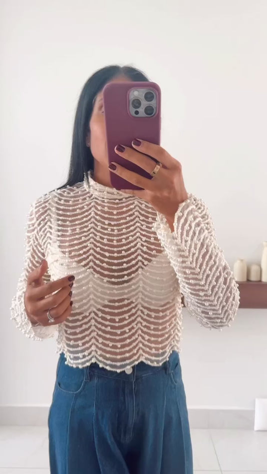 Pearl Mesh Top